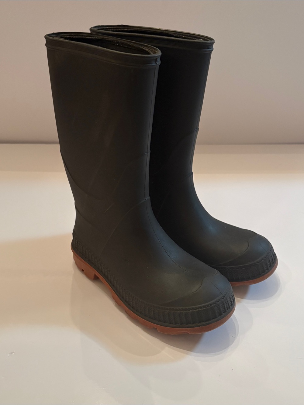 Kids Black Rain & Snow Boots with Brown Sole